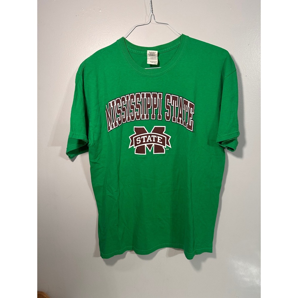 Mississippi State Bulldogs T Shirt Mens Large Green Short Sleeve NCAA Fan Gear